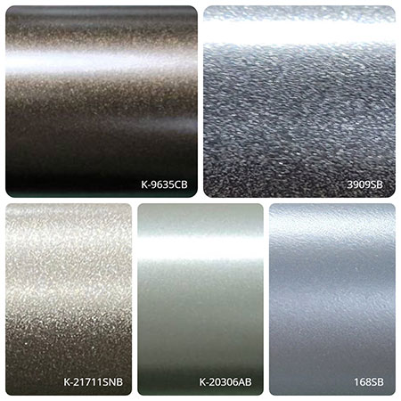Metallic K Series (10°~35° Gloss) - 168SB (RAL9006), K-20306AB (RAL7048), K-21711SNB, 3909SB, K-9635CB